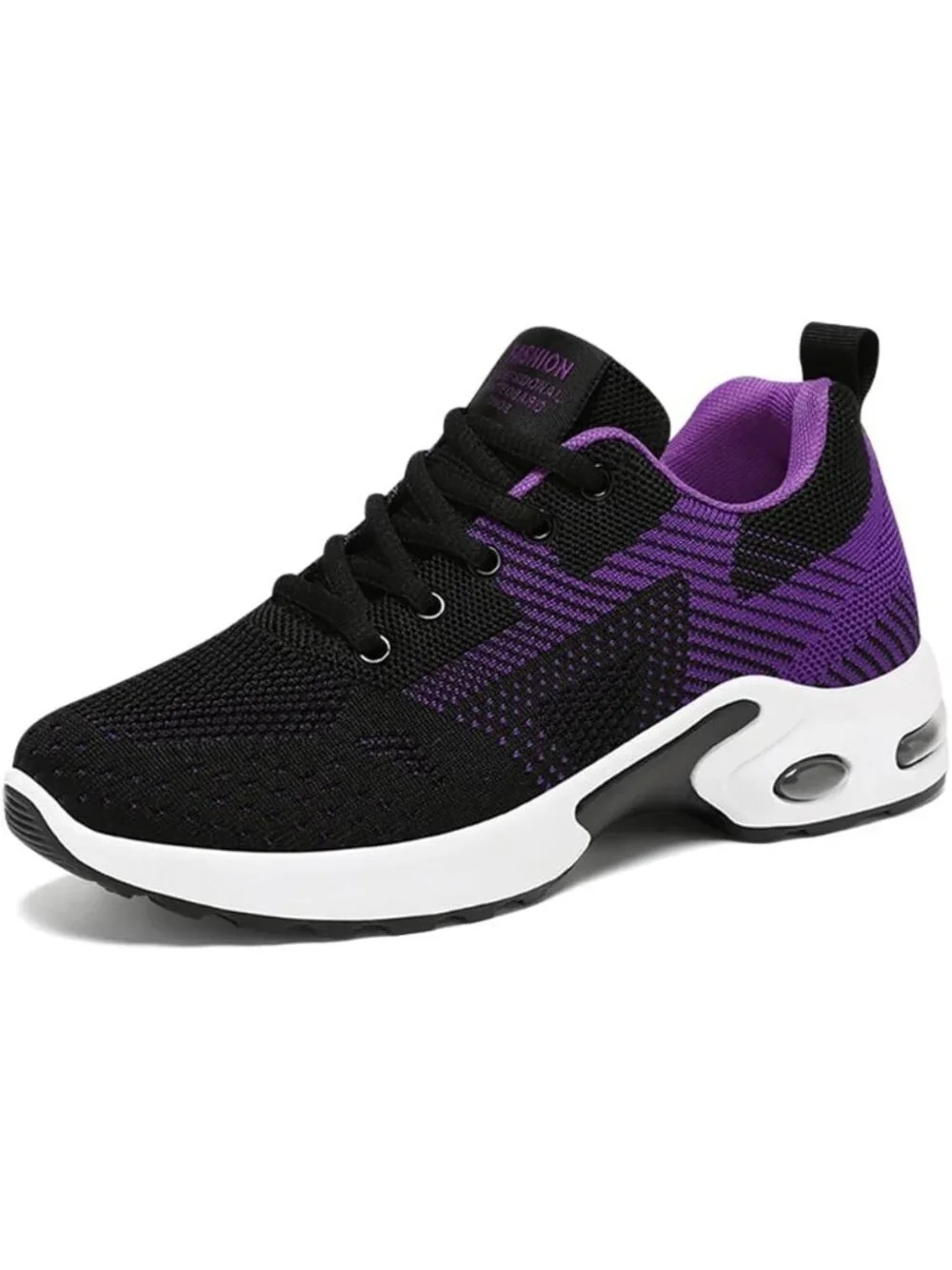 Women's Black Purple Lightweight Air Cushion Mesh Breathable Casual Sneakers